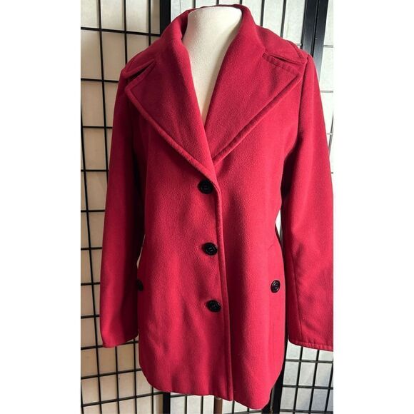 Calvin Klein Red Button Up Fall Coat - Picture 1 of 8